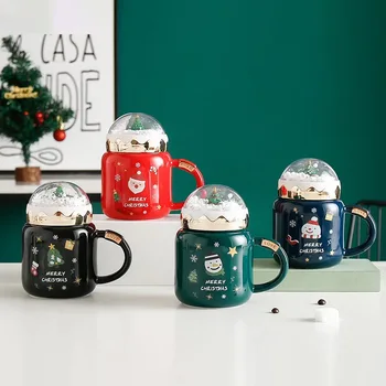 Noel Ağacı Manzara Seramik Kupa Içme Fincan Kahvaltı süt kahve fincanı Ev Mutfak Drinkware Noel Dekorasyon Hediye 15