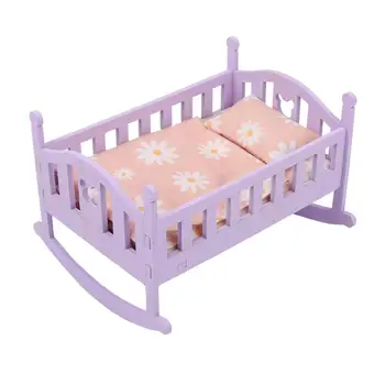 Yüksek Simülasyon Bebek oyuncak bebek yatağı mobilya seti 16cm Bebek DIY Sahne Süsleme 10