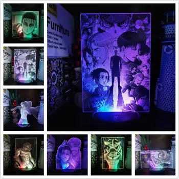 Titan 3D Manga Gece Lambası Eren Jaeger Mikasa Ackerman Levi Anime Figürü Lampara Led Luminaria Neon Kawaii Odası Dekor