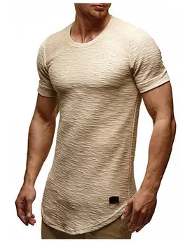 Yaz yeni erkek T-shirt düz renk ince eğilim rahat kısa kollu moda