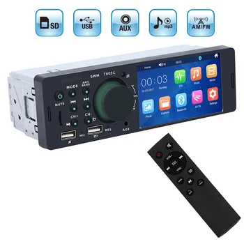 1 Din Araba Radyo Bluetooth Hands-Free 4.1 İnç Dokunmatik Ekran FM Stereo MP5 Çalar Yüksek Çözünürlüklü Ses Video 7805C USB TF AUX