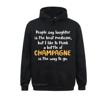 Şampanya Komik Insanlar Demek Kahkaha En Iyi Ilaç Baskı Uzun Kollu Hoodies Yaz Genç Tişörtü Normcore Davlumbaz Retro 11
