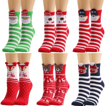 Noel Termal Bulanık Terlik Sevimli Karikatür Çorap Bayan Kat Çorap Yumuşak kadın ayakkabısı Ev Kapalı hediyeler Silikon Kavrama Kat Çorap