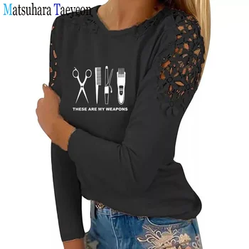 Berber T Shirt Kadın Uzun Kollu Casual Dantel En Tees Delikli T-shirt Harajuku Grafik Giyim kadın Üstleri büyük boy 3XL 3