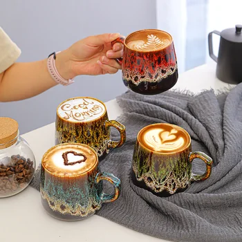 Modern basit fırın döndü seramik kupalar ev kahve fincanları yaratıcı büyük kapasiteli su bardakları çift kahve fincanları DIY su bardakları 19