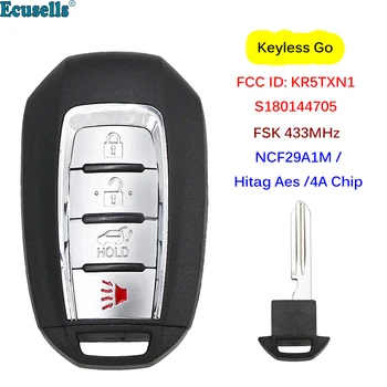 4 Düğmeler Anahtarsız gitmek akıllı Uzaktan Anahtar FSK 433MHz NCF29A1M HITAG AES 4A Çip Sonsuz QX50 2020 2021 FCC ID KR5TXN1 S180144705 16