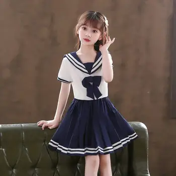 Japon Denizci okul üniforması Kızlar için Jk Kadın Kostümleri A-Line Etek Jk Takım Elbise Pilili Elbiseler Kore Lise Kısa Kollu 6