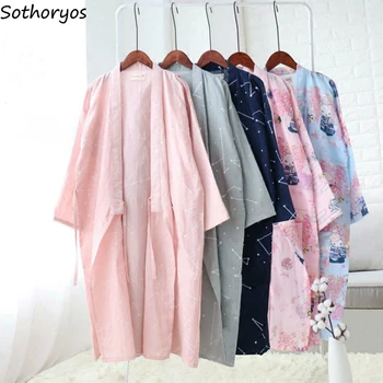 Elbiseler Kadın Baskılı Yaz Nefes Ince Basit Japon Tarzı Gecelik Bayan Bornoz Zarif Pijama Yeni Yüksek Kalite 18