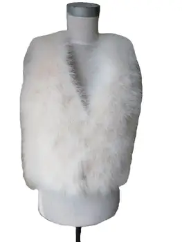 Kadın Kış gerçek devekuşu kürk sahil / yelek / moda kremsi beyaz 8