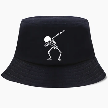 Kova Şapka Kap Komik Dabbing Kafatası Dans Hip Hop İskelet Erkekler Bayan Bob Panama Swag Punk Balıkçı Şapka Açık Güneş Siyah Kapaklar 3