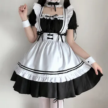 Japon Kadın Hizmetçi Lolita Elbise Anime Cosplay Kostüm Animasyon Üniforma Kıyafet Giysileri Cosplay Garson Rol Oynamak Giyim 11