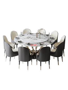 yemek masası ve sandalye kombinasyonu büyük aile yemek masası ışık lüks pikap villa aile yuvarlak masa 10 kişi için 10