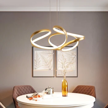 Kahve altın Modern LED kolye ışık oturma odası yatak odası yemek için çiçek akrilik asılı lamba kapı aydınlatma mutfak süspansiyon 8