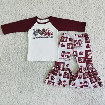 Yeni varış bebek kız giyim setleri çocuk futbolu takım tasarımı 2 adet giyim setleri çocuk butik giyim 9