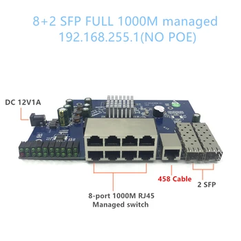 IP Yönetimi 8-port 10/100/1000 Mbps PoE Ethernet anahtar modülü Yönetilen anahtar modülü ile 2 Gigabit SFP Yuvaları gigabit anahtarı 13