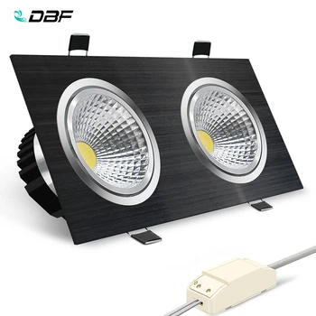 [DBF] Süper Parlak Gömme LED Dim 2 kafa Kare Downlight COB 10W 14W 18W 24w LED Spot ışık Siyah tavan ışığı 9