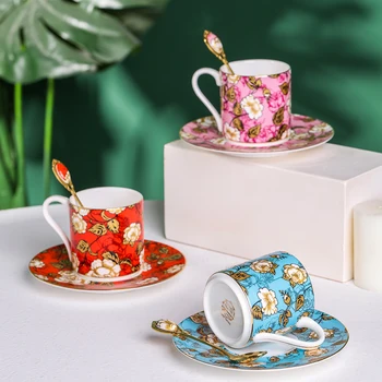 İngiliz Country Tarzı Damgalama Mat Çıkartma Çömlek fincan ve çay tabağı Kokulu Çay Kahve Süt 18