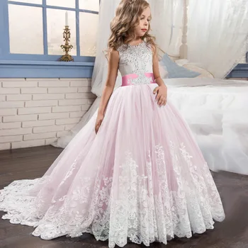 2019 Kız gelinlik ilk communion prenses boncuk kabarık elbise kostüm vestido comunion pageant balo kız için 16