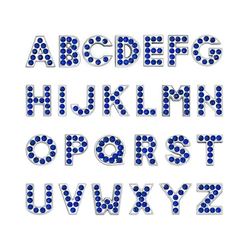 10 adet İç Çap Mavi 8mm slayt Charm Renk İngilizce harfler DIY Aksesuarları fit 8mm geniş bant pet yaka