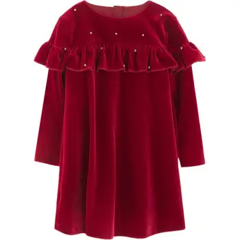 Prenses Bebek Kız Noel kırmızı Elbise Çocuklar Sevimli Kadife Elbise Bebek Kadife elmas Moda Çocuk Parti 2