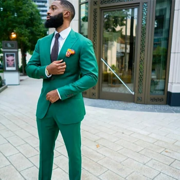 Yakışıklı Yeşil Erkek Takım Elbise Artı Boyutu Damat En Iyi Erkek Iş Pantolon Takım Elbise Özel Ekose Balo Parti Düğün Smokin (ceket + pantolon) 18