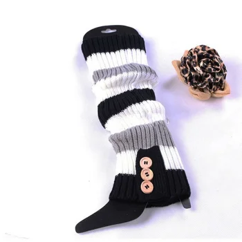 Kış bacak ısıtıcıları ayak bileği Bayan Streç Örme Slouch Sıcak Termal Harajuku Japon Çizgili Bayanlar Çizme Çorap Kadın Alt 16