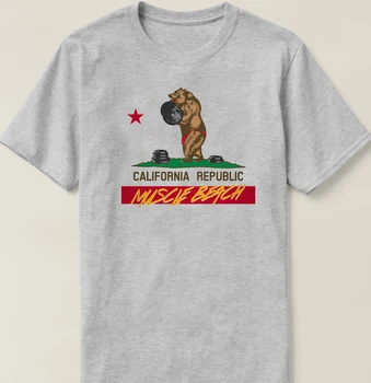 Komik tasarım California bayrağı kas plaj spor eğitim T-Shirt. Yaz Pamuk Kısa Kollu O-Boyun Erkek T Shirt Yeni S-3XL 6