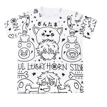 Unisex Anime GINTAMA Sakata Gintoki Sadaharu T-Shirt Emilia tshirt GINTAMA Shimura Kagura severler t-shirt tees T Shirt 1