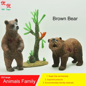 Büyük bir değer Hot toys: Kahverengi ayı aile paketi simülasyon modeli Hayvanlar çocuk oyuncakları çocuk eğitim sahne aksiyon figürleri