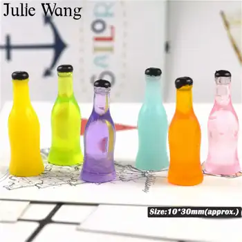 Julie Wang 10 adet 30x10mm Reçine Soda içme şişesi Şeffaf Karışık Renkler Charms Kolye Kolye Takı Yapımı Aksesuar 10