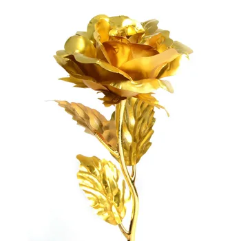 24 k Altın Folyo Kaplama Gül Düğün Teklif Doğum Günü Partisi Dekorasyon Altın flore Gül yapay çiçek fleurs artificielles 5