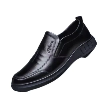 L14Men Ayakkabıları Yeni Deri Ayakkabı Erkek Mikrofiber Deri Siyah İş Rahat Ayakkabı Orta yaşlı ve Yaşlı Baba Ayakkabı Elbise  13