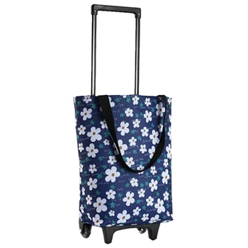 Katlanır alışveriş çantası Bayan Büyük Sepeti alışveriş çantası saklama çantası Taşınabilir Satın Sebze Arabası İle Tekerlekler Pazarı 7