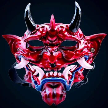 Komik Hayalet Yüz Fang İblis Kral Terör Maskesi Cosplay Hannya Cadılar Bayramı Kadın Erkek Tam Yüz Masquerade Kostüm Sahne 17