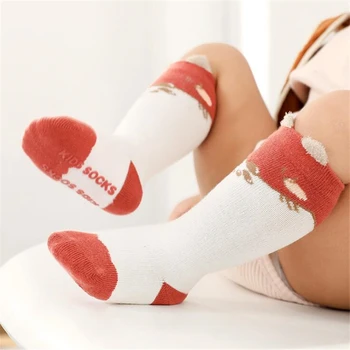 Kış Noel Geyik Çorap Sevimli Yün 3D Düz Çorap Bebek Termal Sıcak Hayvan Noel Çorap Çorap noel hediyesi Çocuklar İçin 14