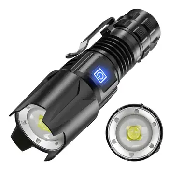 LED el feneri Şarj Edilebilir Taktik El Feneri, XHP50 süper parlak LED el Feneri Yürüyüş Kamp Acil Açık Spor 5