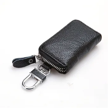 Deri Anahtarlık Erkek Kadın Anahtarlık Organizatör Kılıfı İnek Bölünmüş Araba anahtar çantası Cüzdan Kahya Anahtar Kutu Mini kart çantası 10