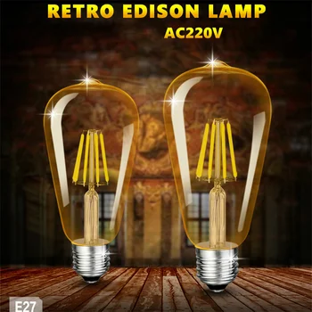 Modvera LED Antik Filament Ampul Edison ST64 Tarzı 4 W 6 Watt, 2200 K Vintage Sıcak Beyaz Renk Sıcaklığı E27 Bankası Dim Amber Cam 8