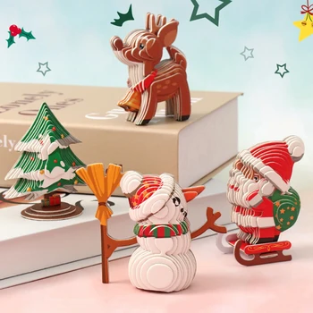 Yaratıcı Noel 3D Karton Modeli Sevimli Karikatür Kardan Adam Santa Noel Ağacı Geyik Kağıt Yapboz Bulmacalar Kitleri Çocuk Oyuncakları Tatil Hediyeler 15