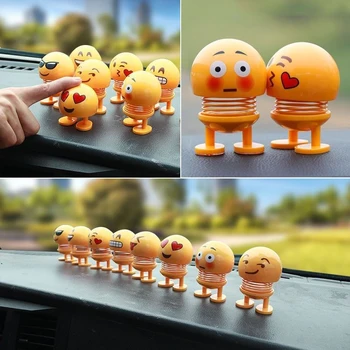 Araba Süsler Bobblehead Nod Bebek Sevimli Karikatür Komik Wobble Kafa Robot Güzel Araba Dashboard Dekorasyon Oto Yüz İfadesi 9