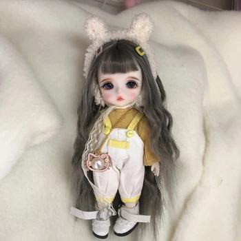 16cm Moda Mini Peruk BJD Bebek Hareketli Eklem Kız Bebek 3D Büyük Gözler Güzel Sevimli DIY Oyuncak Bebek Giysileri ile Giyinmek Bebek 14