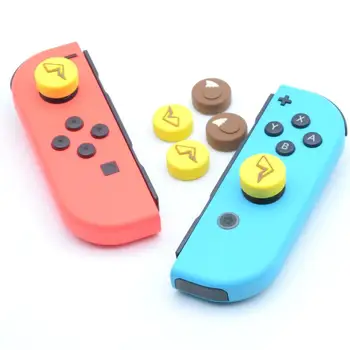4 Adet Çıkarılabilir Silikon Analog Thumb Çubuk Düğmesi Kavrama Karikatür Kapaklar Nintendo Anahtarı ve Anahtarı Lite Denetleyici Gamepad Kapakları