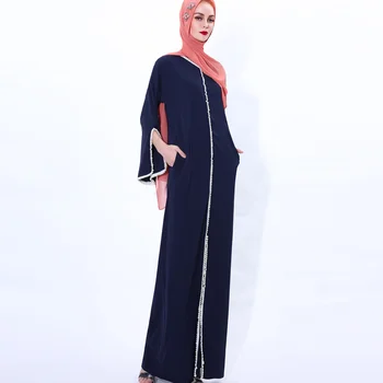 2021 Müslüman Yaz Yeni Zarif İnci Etek Müslüman Kadınlar Alevlendi Kollu Elbise Abaya Moda Mizaç Elbise Abayas Kadınlar için 7