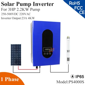 4000W 23A 1 fazlı 220VAC güneş pompa invertörü ile IP65 tam otomatik çalışma 3HP 2.2 KW su pompası güneş pompa sistemi 16