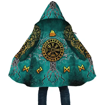CLOOCL Kapüşonlu Pelerin Erkekler için Bakire Mısır Hayat Ağacı 3D Tüm Baskılı Polar rüzgar kesici Kış Moda Ceket ceket 12