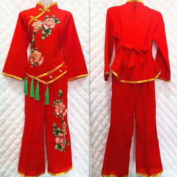 Yangko dans kostümü Çin Tarzı Klasik Sahne Performansı Takım Elbise Bel Davul Halk Dans Üst Pantolon Takım Elbise Cadılar Bayramı Çin Kıyafetleri 18