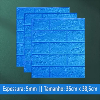 3D Sticker duvar kağıdı plaka köpük koyu mavi tuğla oturma odası yatak odası için su geçirmez 4