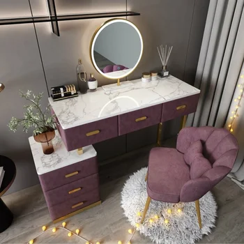 Küçük aile tarzı Dresser yatak odası, Modern Minimalist ışık lüks Net makyaj seti masa Vanity koleksiyonu kabine mobilya 11