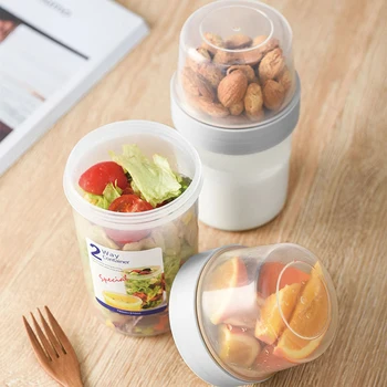 Yeni Kahvaltı Halindeyken Bardak Tahıl Ve Süt Kabı Hava Geçirmez Gıda saklama kutusu Mühürlü Şeffaf Sebzelik Fincan tipi Gıda 3