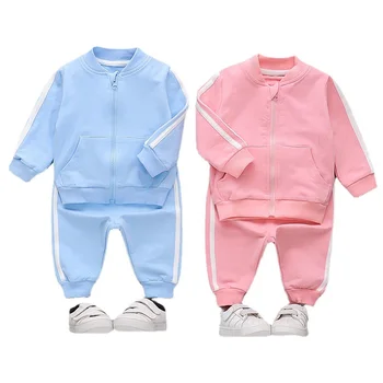 Yeni Bahar Sonbahar Çocuk Kız Elbise Bebek Erkek fermuarlı ceket Pantolon 2 adet / takım Çocuklar Bebek Kostüm Toddler Moda Spor 15